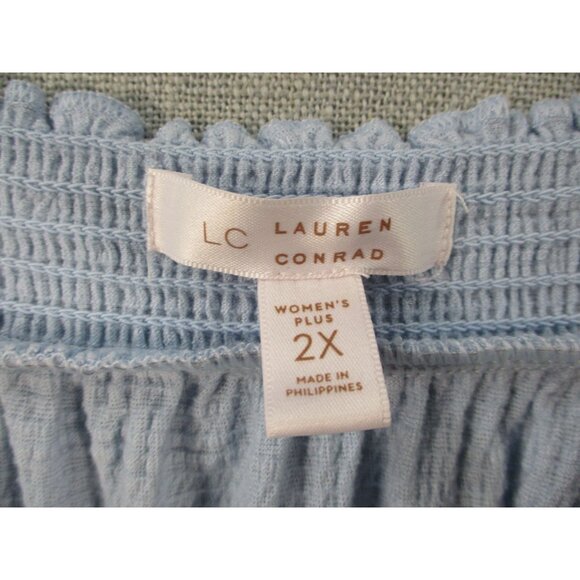 Lc Lauren Conrad Dusty Blue Plus Size Off Shoulder Flutter Sleeve Top Size - 2X - Picture 3 of 9
